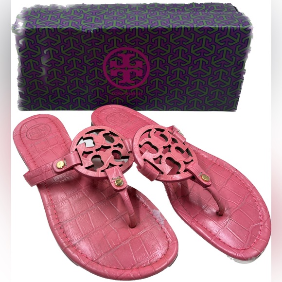 Tory Burch Shoes - Tory Burch Miller Sandals Pink Coral Barbiecore size 7.5 Bright Leather